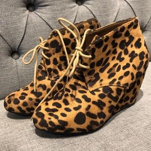 Leopard Bootie Wedges